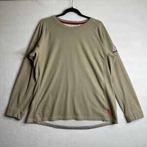 Bulwark FR Work Crewneck Sweatshirt Mens L Reg Beige Flame Resistant Cat 2 2112